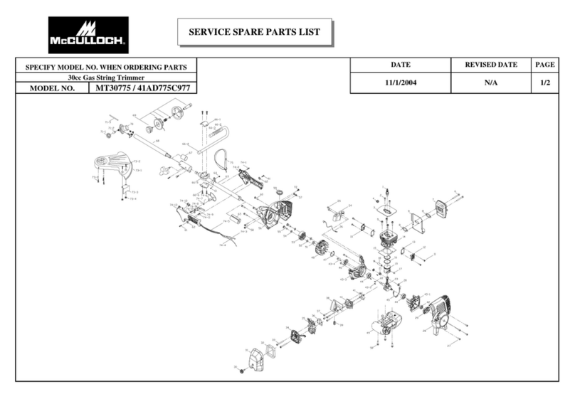 McCulloch MT30775 Service spare parts list