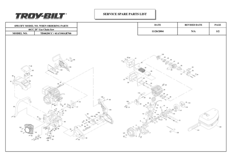 Troy-Bilt TB4620CC Service spare parts list