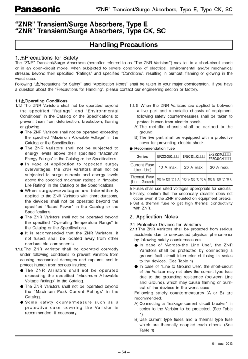Panasonic ZNR TYPE E Handling precautions
