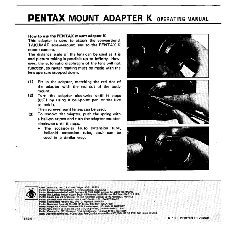 Pentax Mount Adapter K User manual Pentax Mount Adapter K User manual
