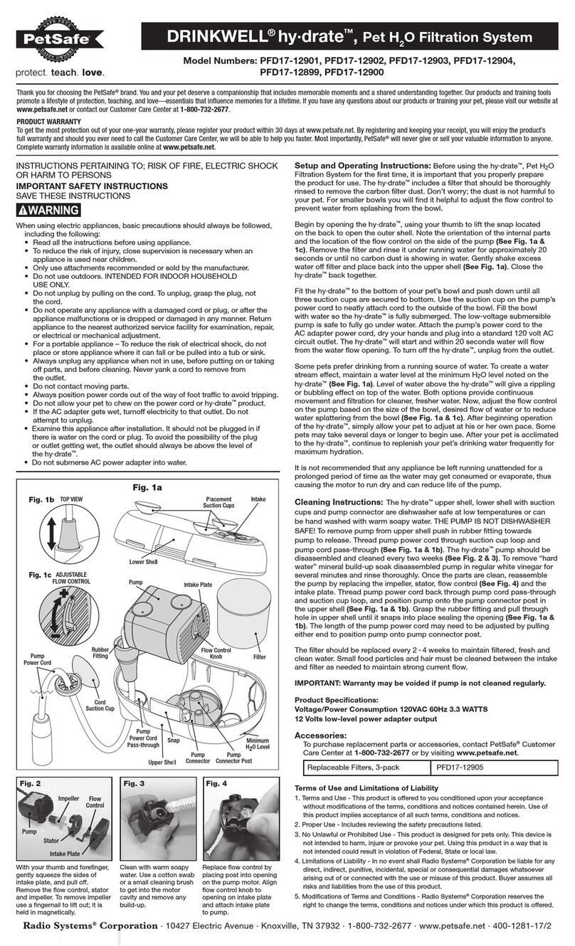 Petsafe DRINKWELL HY-DRATE PFD17-12899 instructions