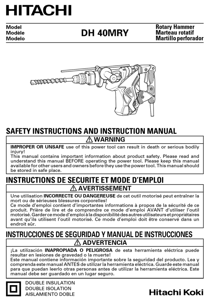 Hitachi DH40MRY - 1-9/16 Inch EVS SDS-Max Rotary Demolition... User manual