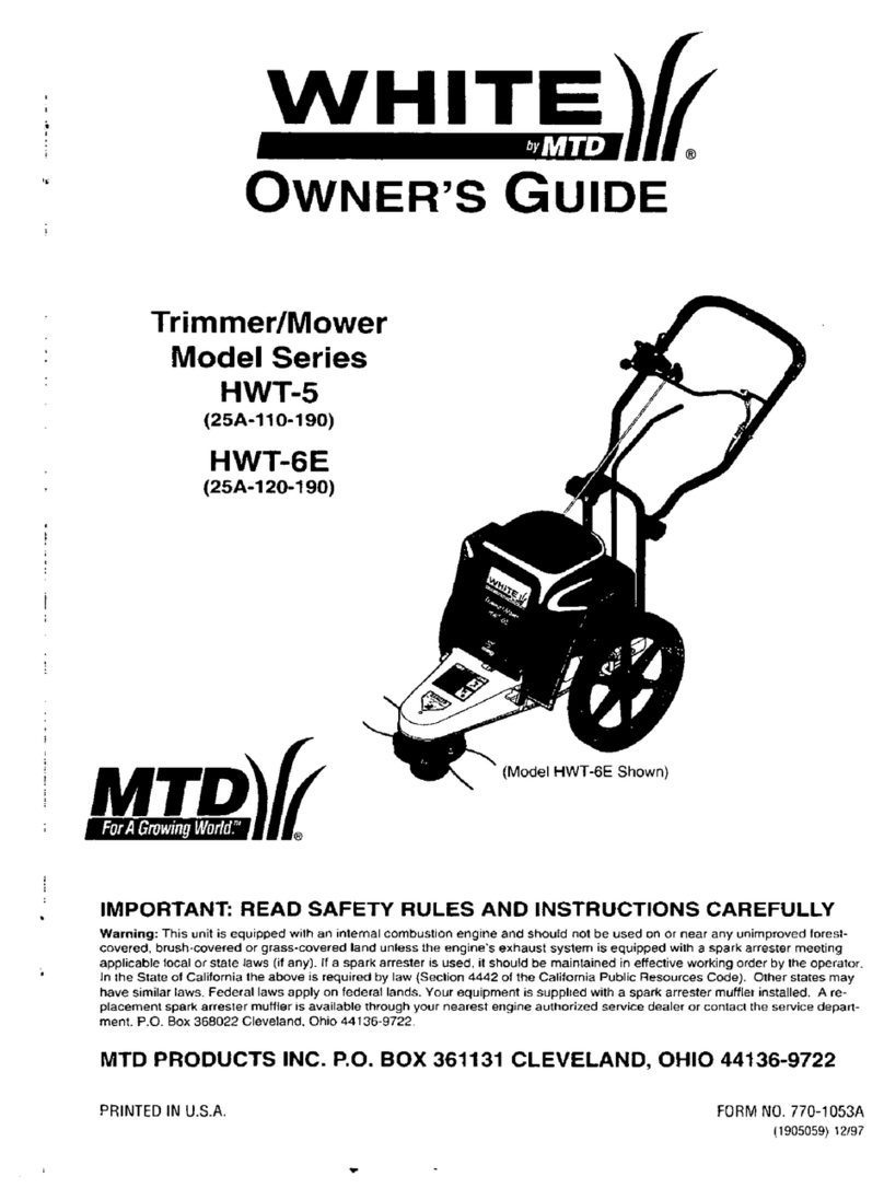 MTD White HWT-6E Series owner's guide