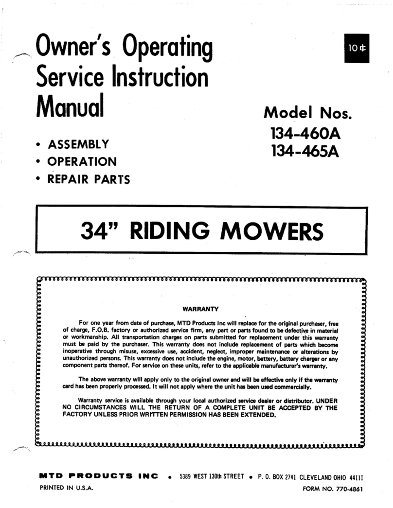 MTD 134-460A Owner's operating service instruction manual MTD 134-460A Owner's operating service instruction manual