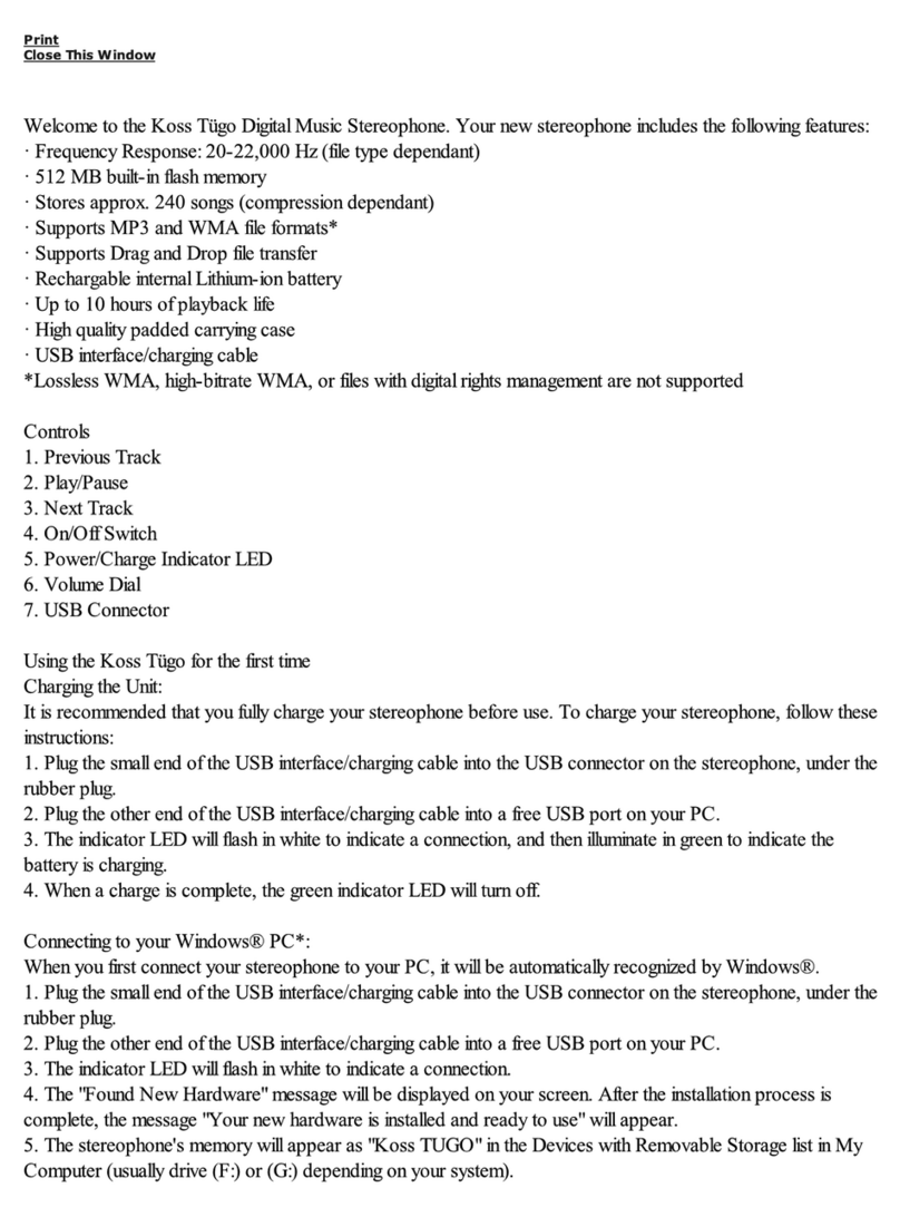 Koss Tugo User manual