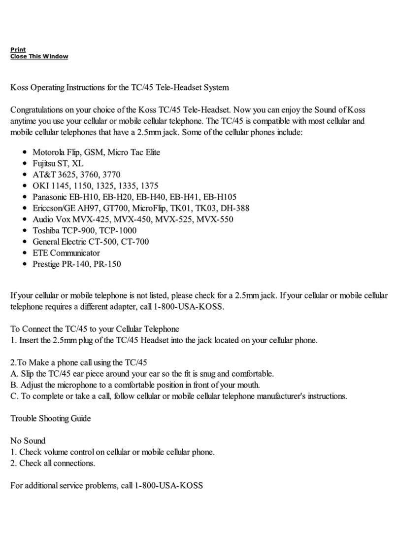 Koss TC/45 manual