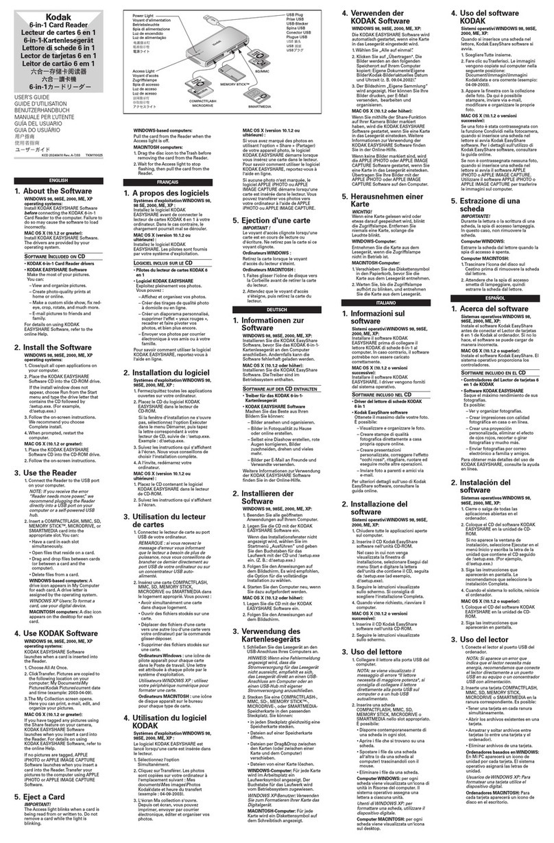 Kodak 6-in-1 Card Reader User manual