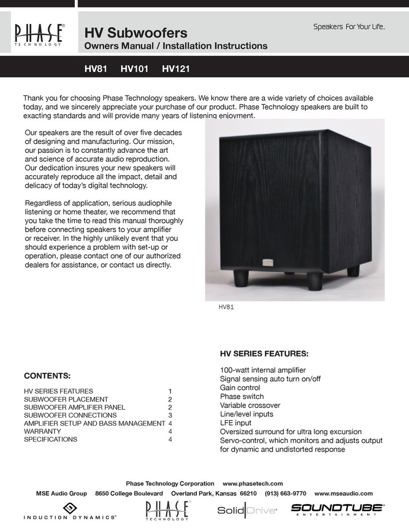 Phase Technologies HV101 Owner's Manual & Installation Instructions Phase Technologies HV101 Owner's Manual & Installation Instructions