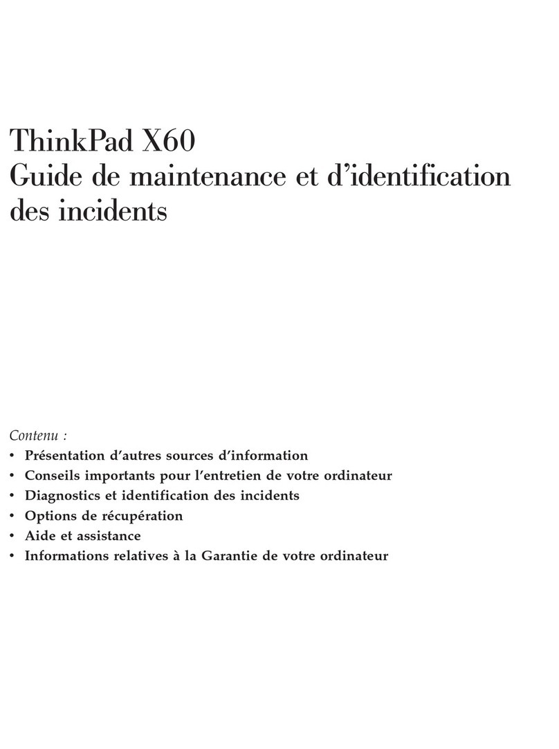 Lenovo THINKPAD X60S Guide de maintenance et d’identification des incidents