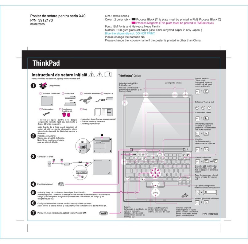 Lenovo THINKPAD X40 Setup guide