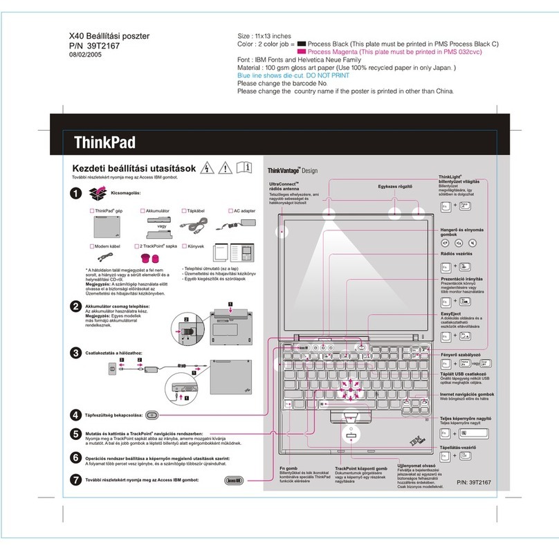 Lenovo THINKPAD X40 Setup guide