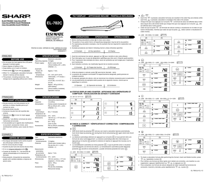 Sharp ELSIMATE EL-782C Operation manual