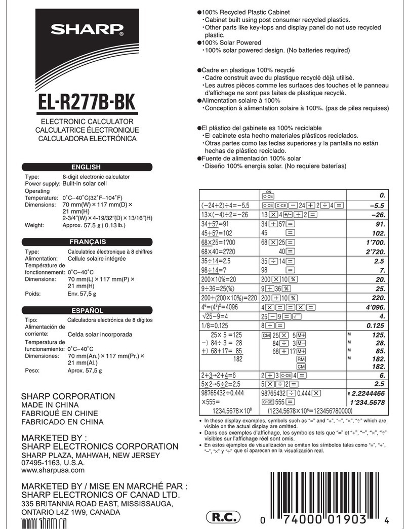 Sharp EL-R277B-BK User manual