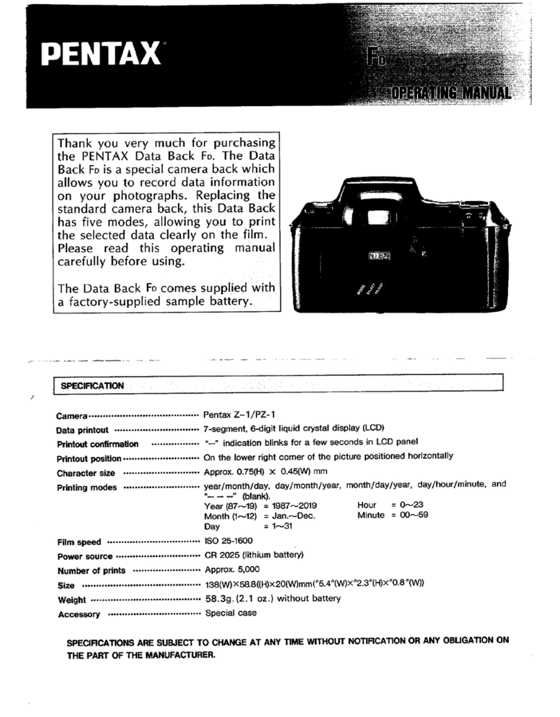 Pentax Data Back FD User manual