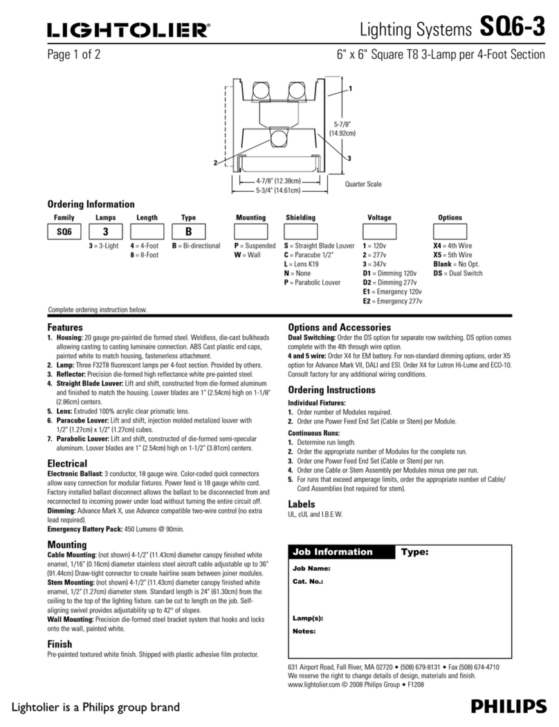 Philips Lightolier SQ6-3 Specifications