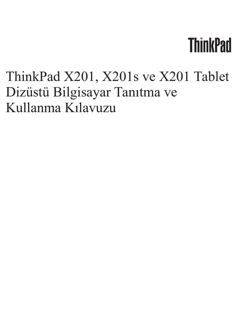 Lenovo ThinkPad X201 Tablet Dizüstü Bilgisayar Tanıtma ve Kullanma Kılavuzu