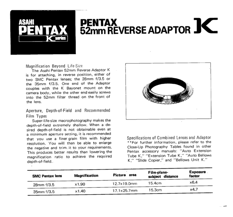 Pentax 52mm Reverse Adapter K Series User manual Pentax 52mm Reverse Adapter K Series User manual