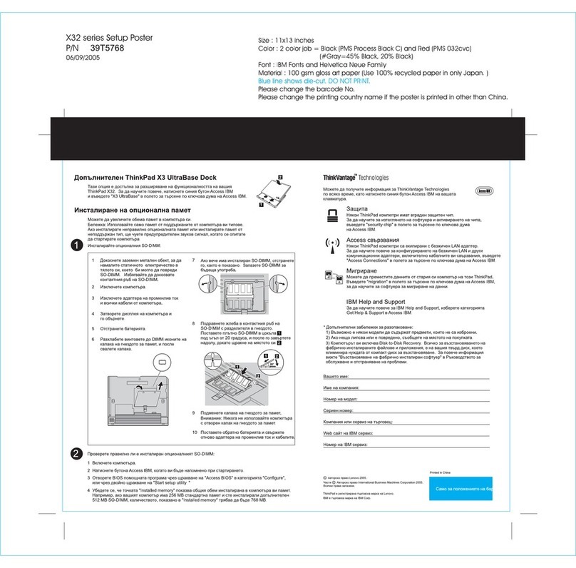 Lenovo THINKPAD X32 User manual