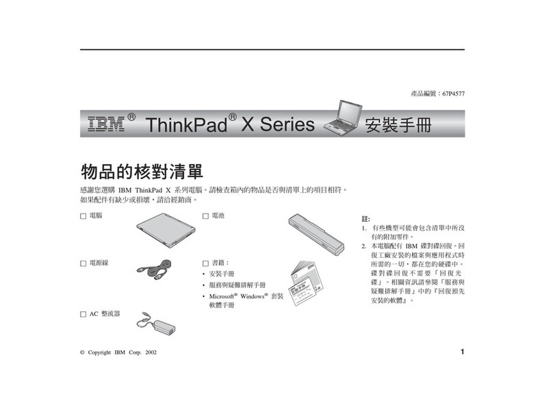 Lenovo THINKPAD X30 Setup guide