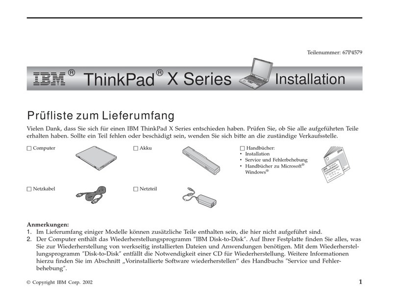 Lenovo THINKPAD X30 User manual