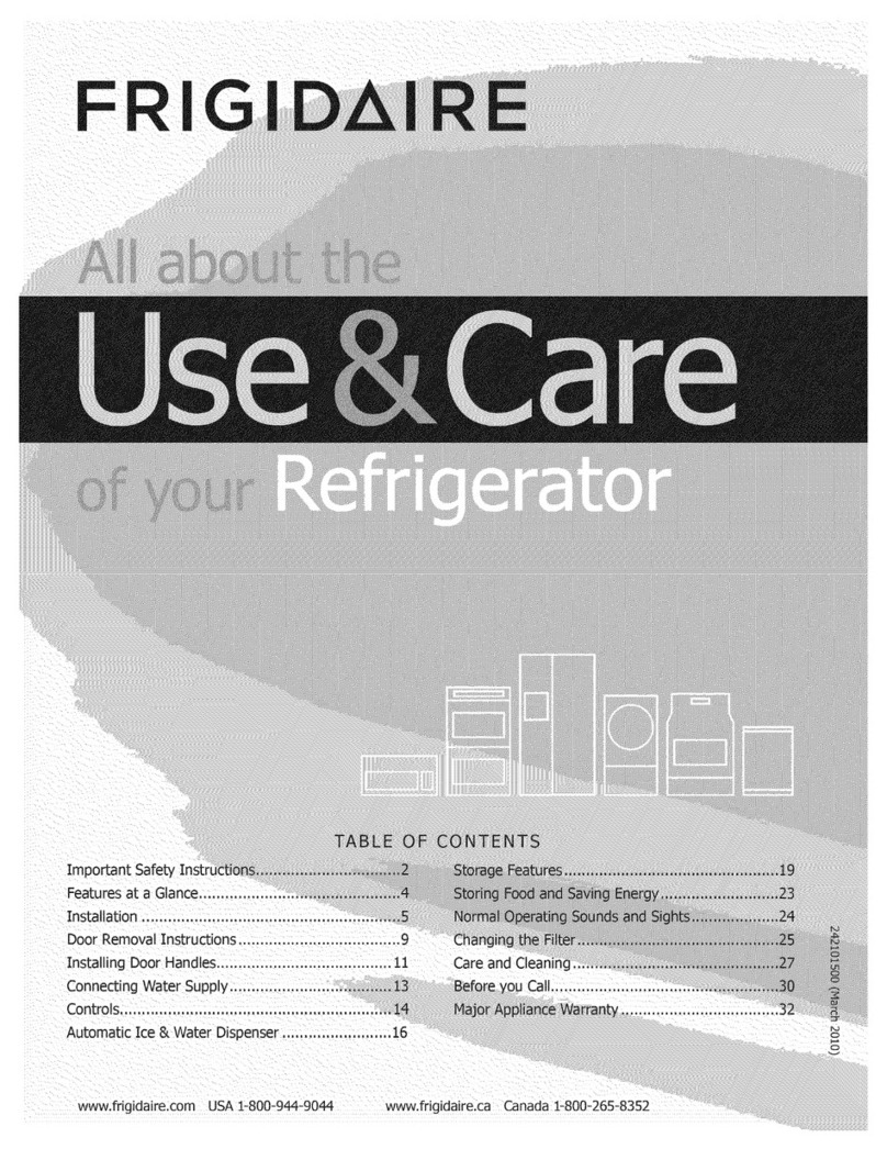 Frigidaire Refrigerator User manual