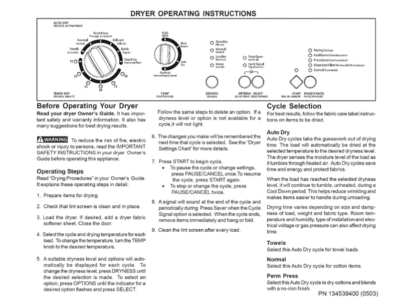 Crosley 134539400 (0503 User manual