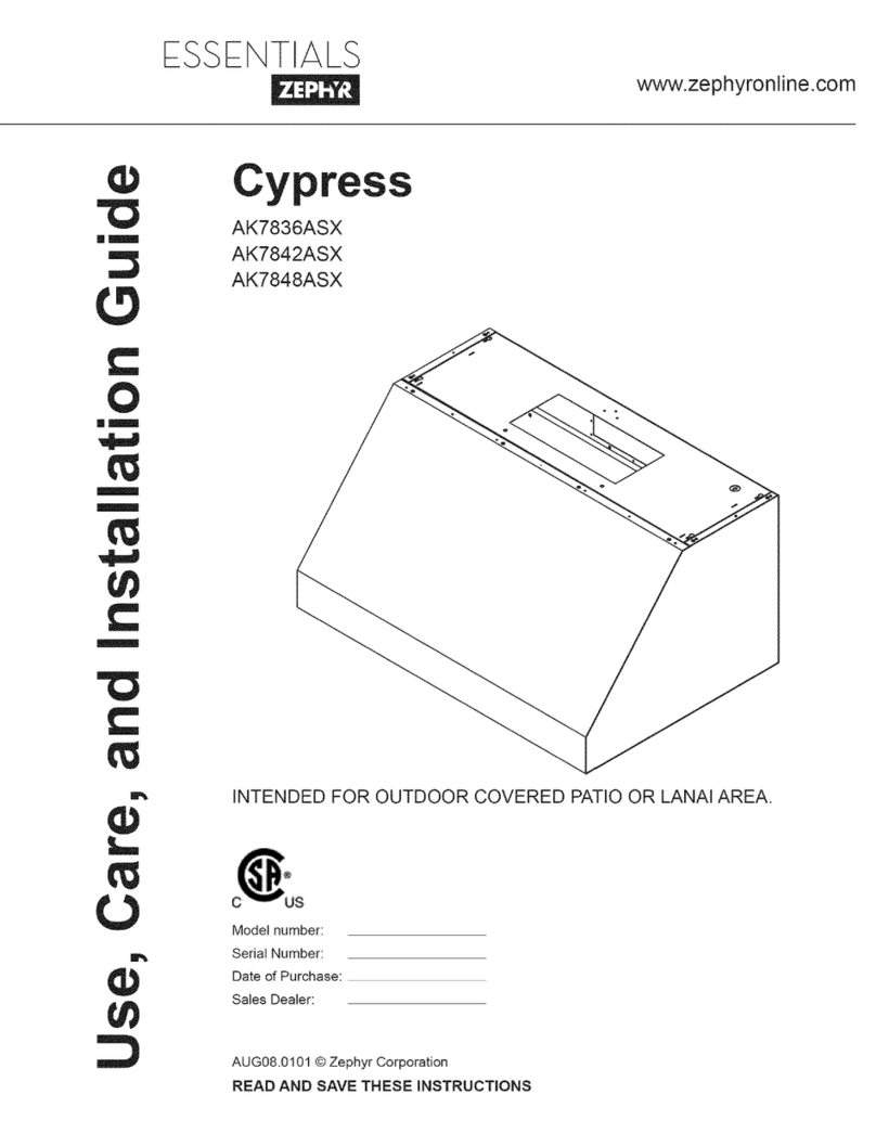 Zephyr Cypress AK7848ASX Use, care and installation guide