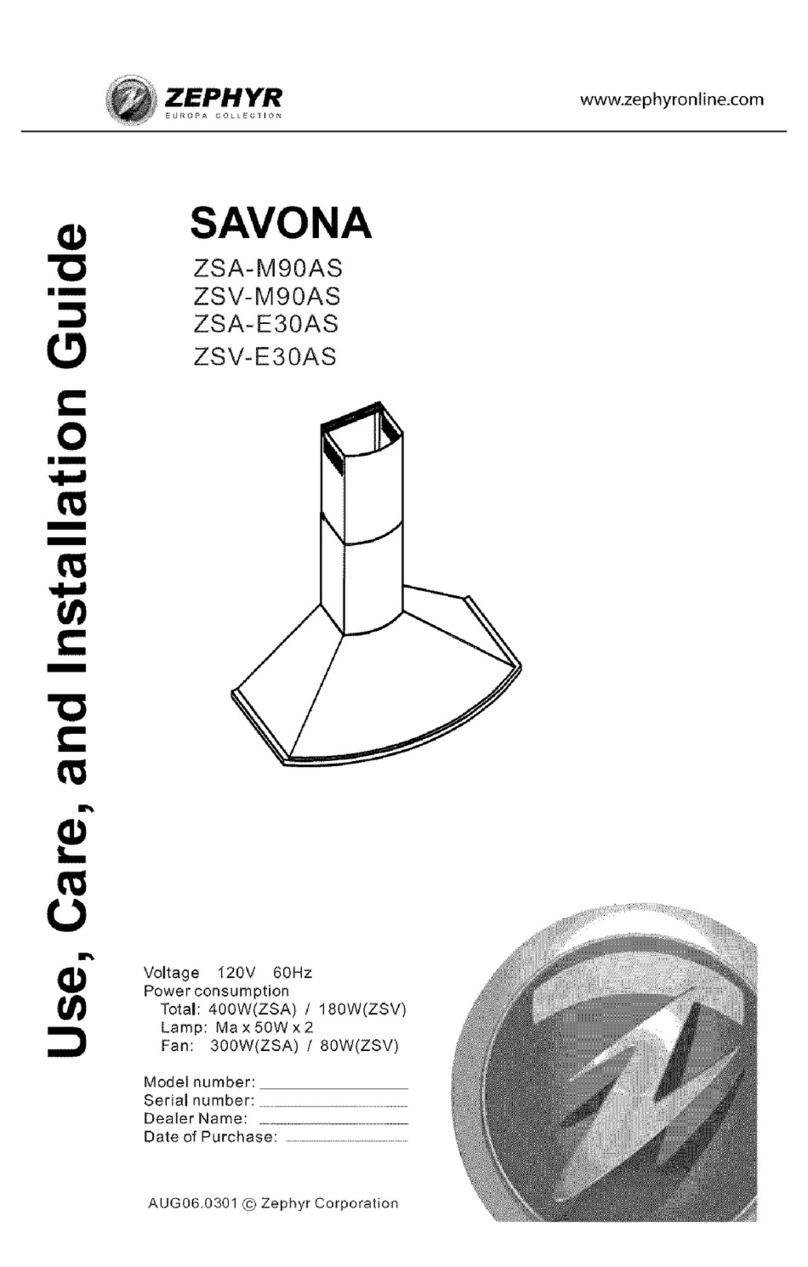 Zephyr SAVONA ZSA-E30AS Installation guide