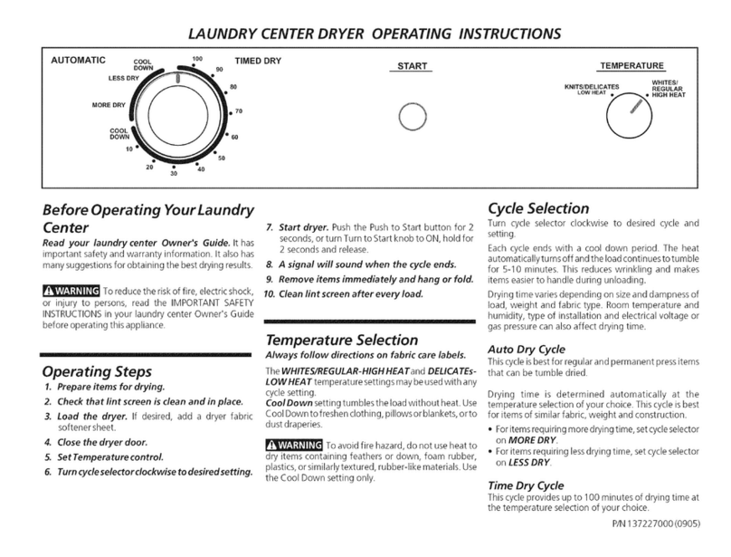 Crosley CLCE500FW4 User manual