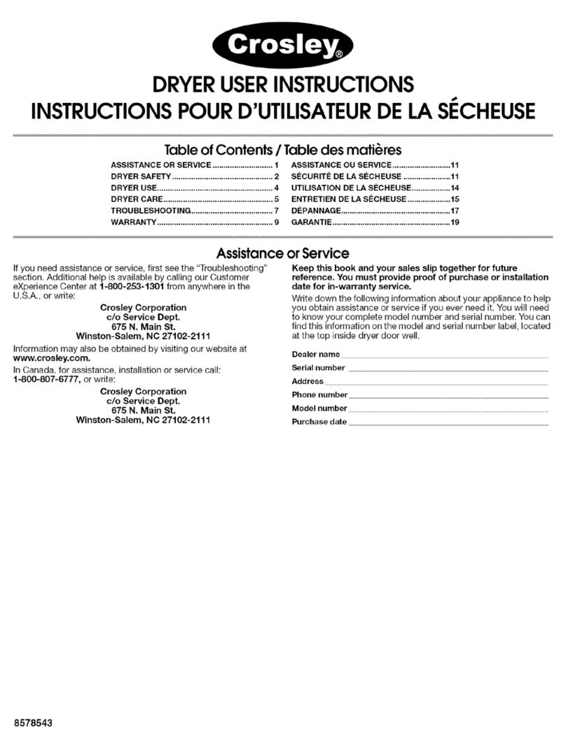 Crosley YCEDX463RQ1 User manual