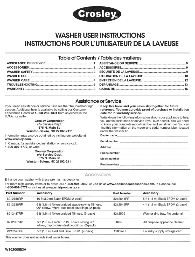 Crosley CSWS16445WQ0 User manual