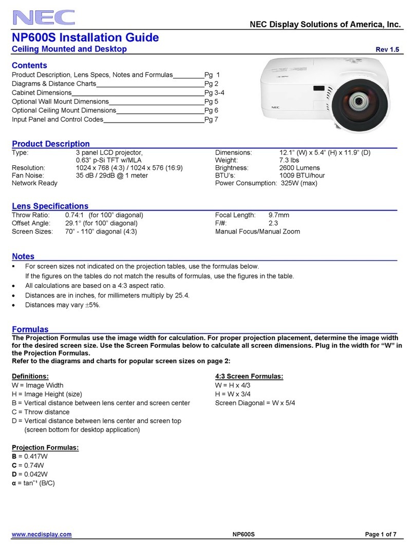 NEC NP600S XGA User manual