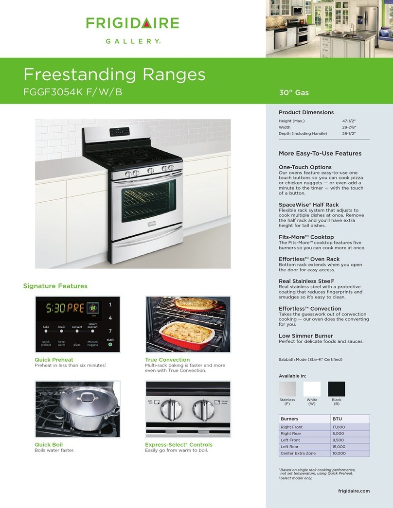 Frigidaire FGGF3054KB - Gallery - Convection Gas Range Installation instructions