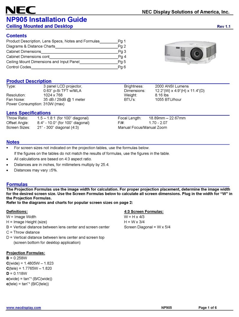 NEC NP905 - XGA LCD Projector User manual