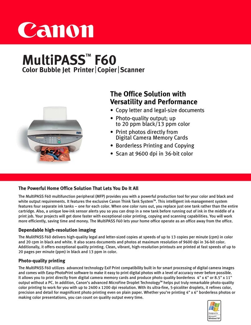 Canon MultiPASS F60 User manual Canon MultiPASS F60 User manual