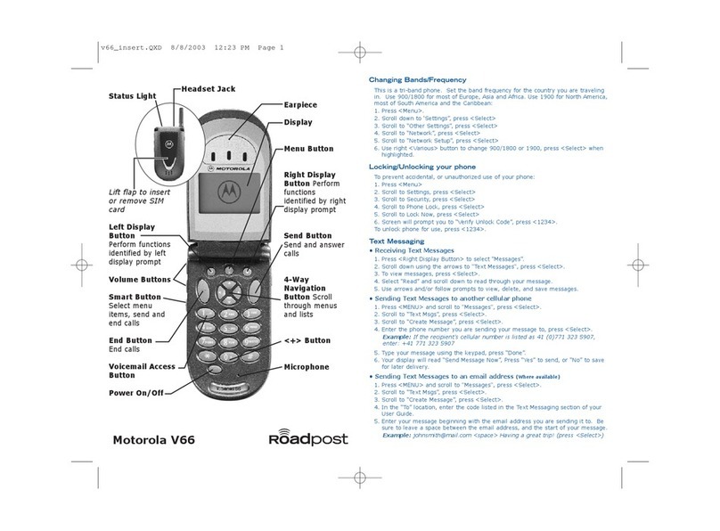Motorola V66 - Cell Phone - GSM User manual