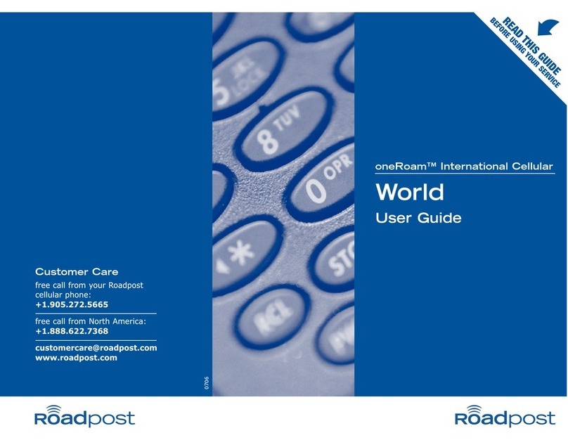 Roadpost World oneRoam International Cellular User manual Roadpost World oneRoam International Cellular User manual