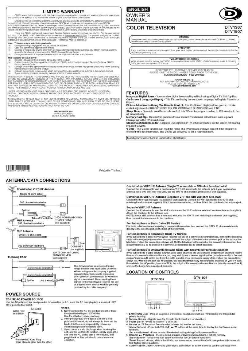 Sansui DTV1307 owner's manual