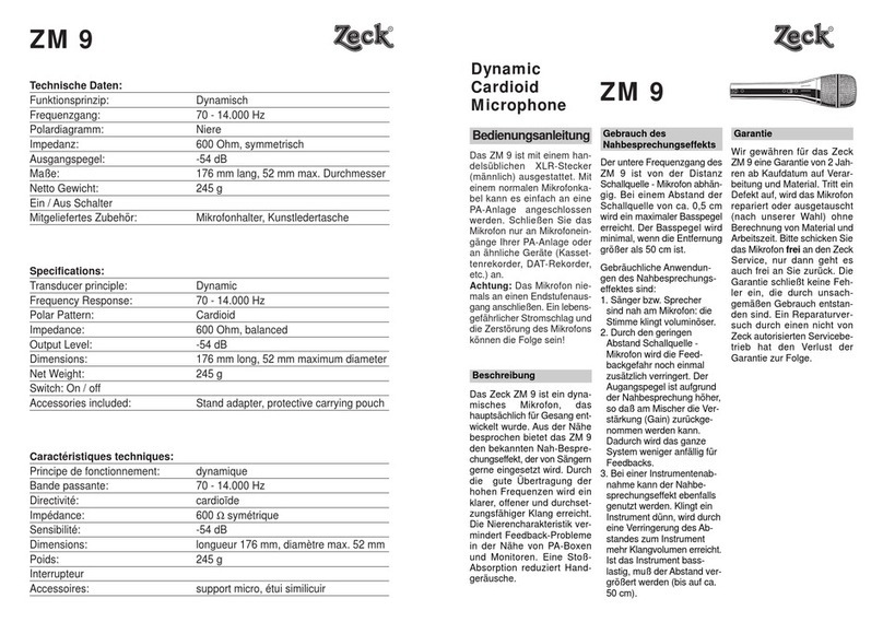 Zeck Audio ZM9 user manual