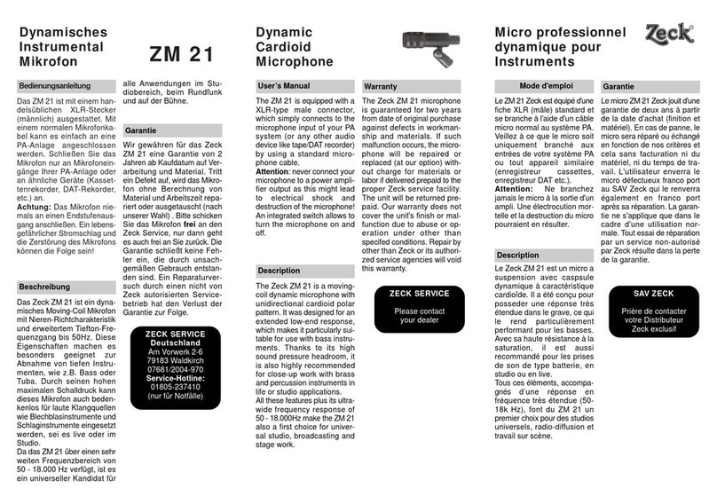 Zeck Audio ZM21 owner's manual