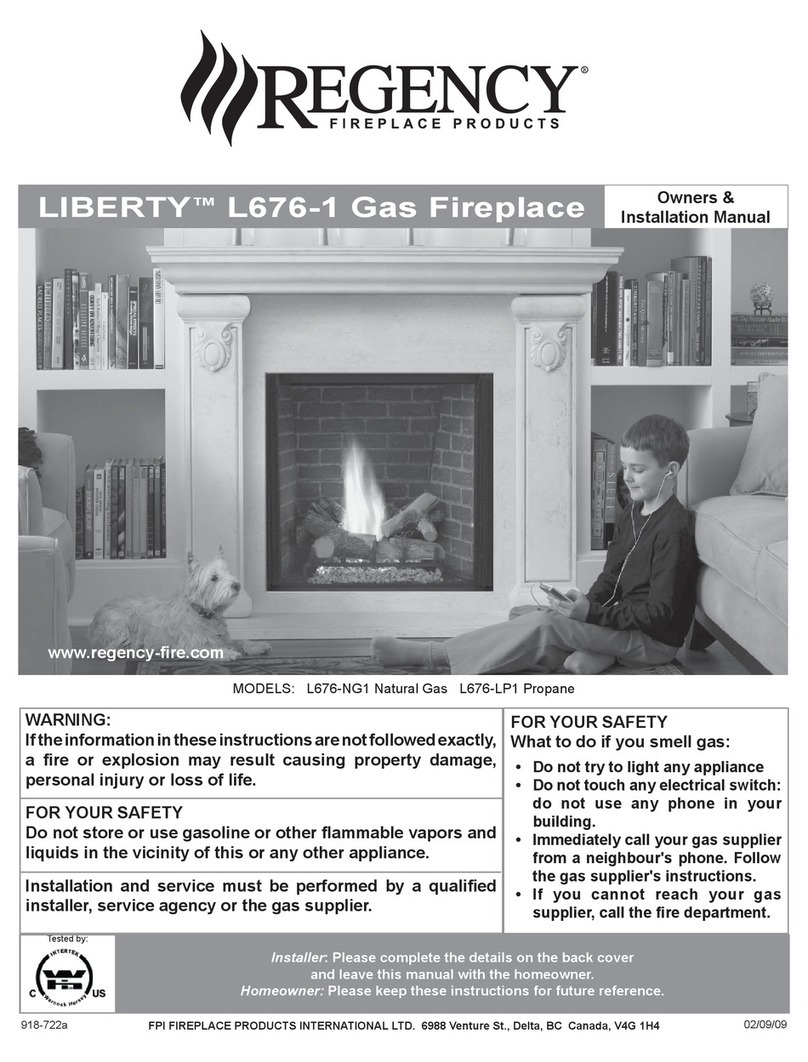 Regency Liberty Gas Fireplace L676-NG1 Owners & installation manual Regency Liberty Gas Fireplace L676-NG1 Owners & installation manual