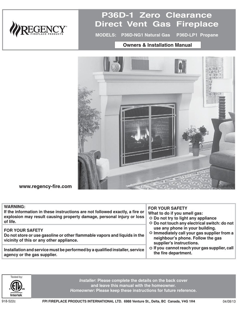 Regency Zero Clearance Direct Vent Gas Fireplace... Owners & installation manual
