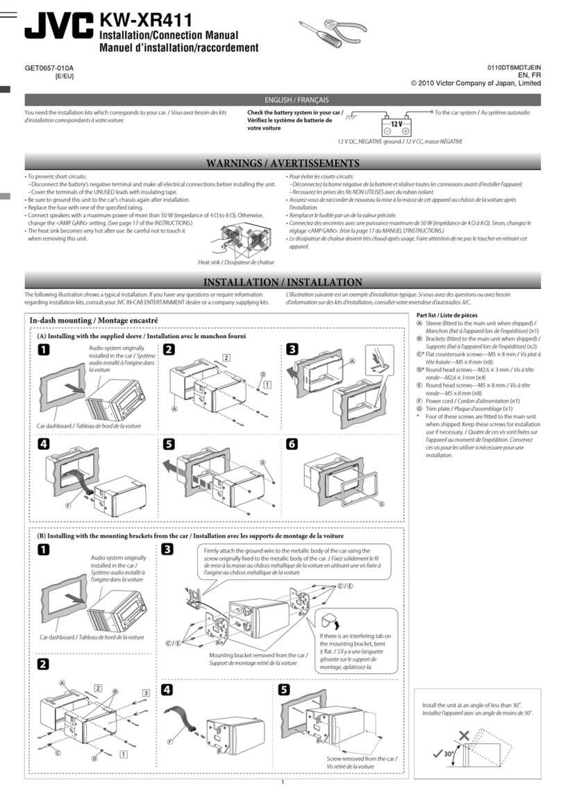 JVC KW-XR411 installation manual