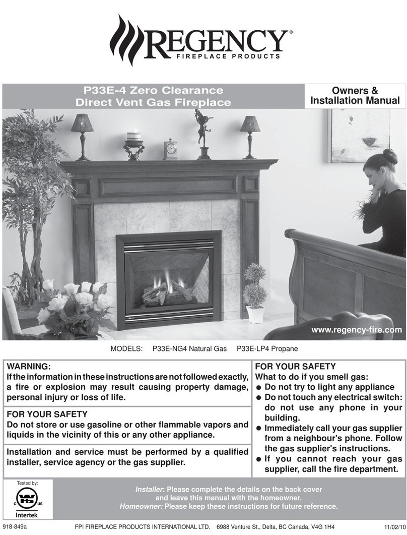 Regency P33E-NG4 Owners & installation manual Regency P33E-NG4 Owners & installation manual