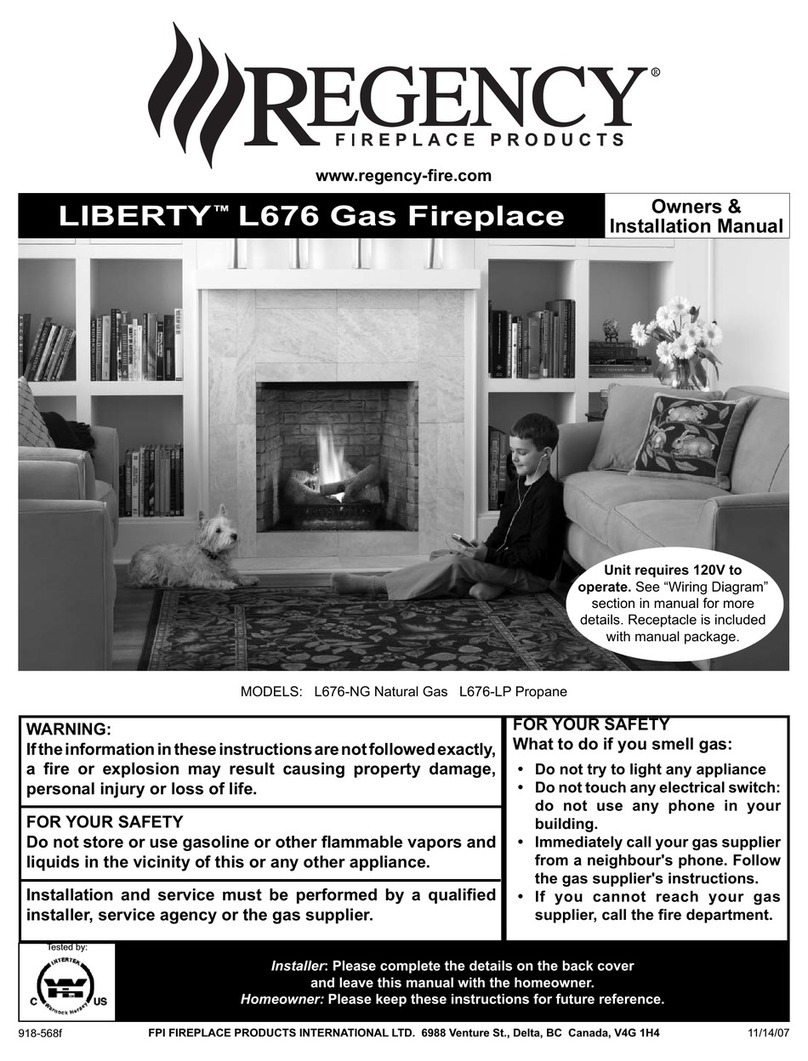 Regency LIBERTY L676-NG Owners & installation manual
