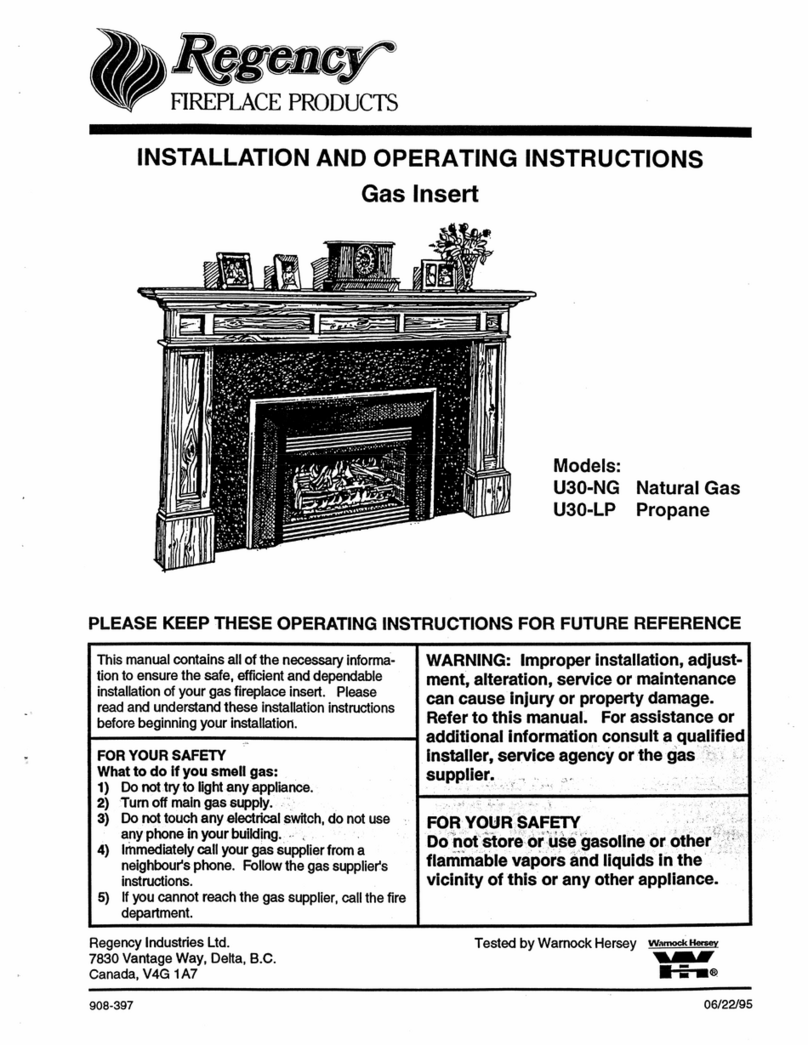 Regency U30-NG and Installation and operating instructions