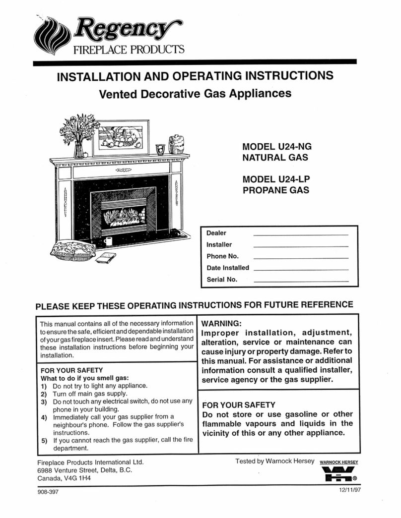 Regency U24-NG and Owner's manual