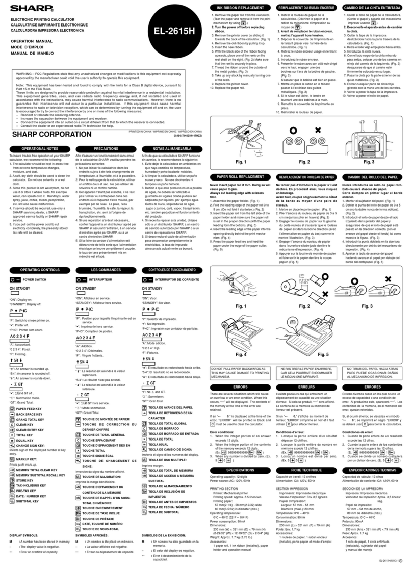 Sharp EL-2615H User manual