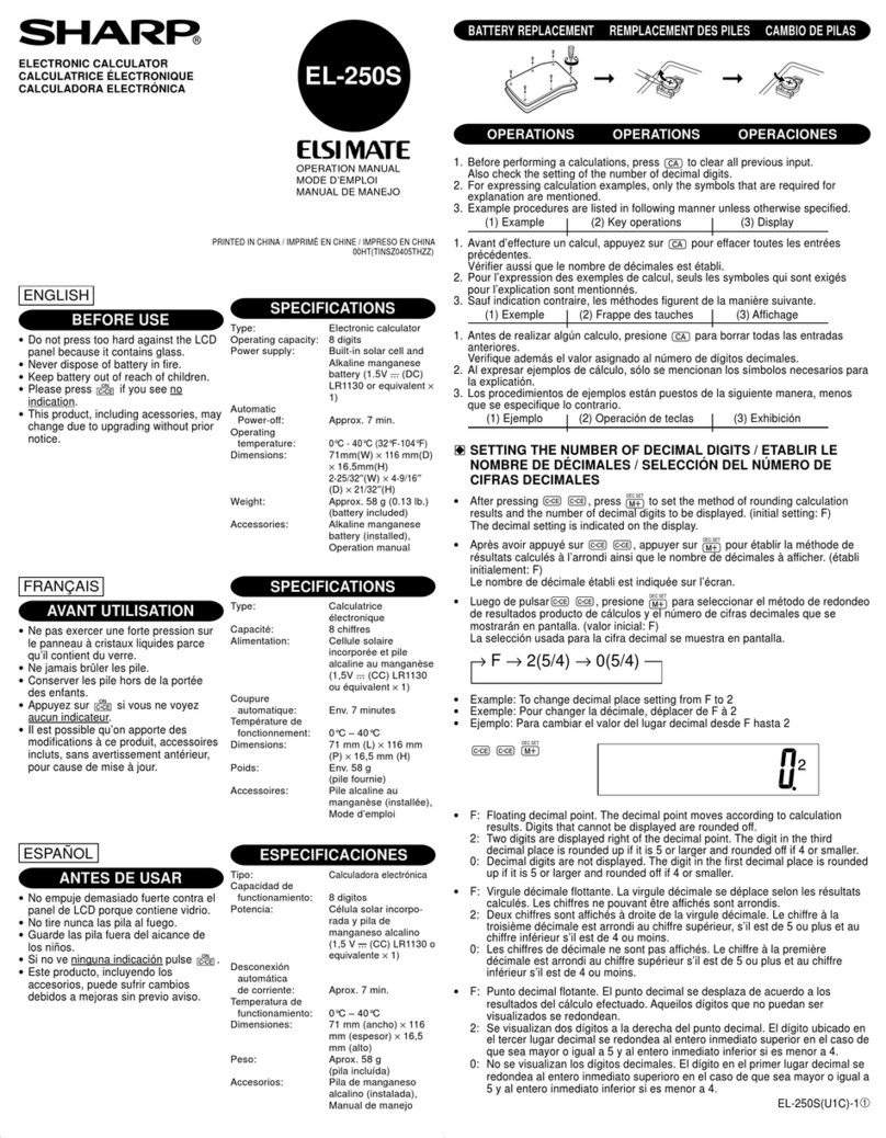 Sharp ELSI MATE EL-250S Operation manual