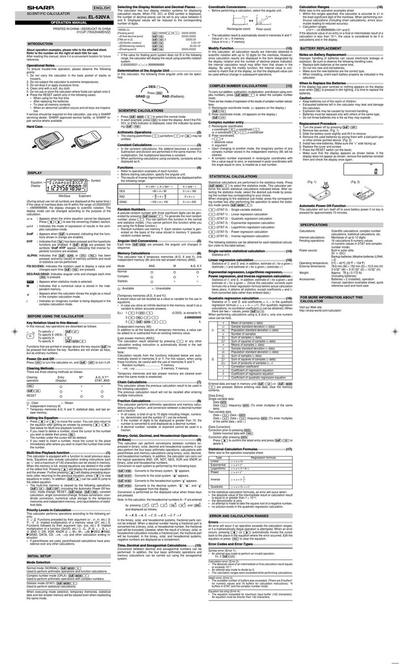 Sharp EL-520VA User manual